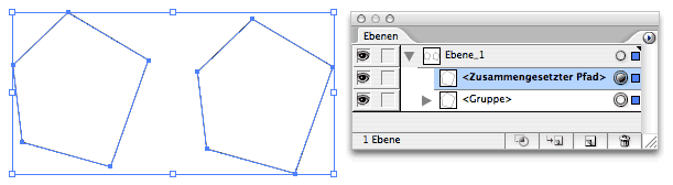 Zusammengesetzer Pfad und Gruppe in der Ebenen-Palette