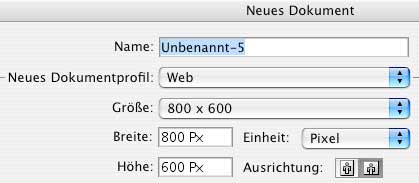 Dialog neues Dokument