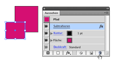 Löschen eines Pathfinder-Effekts mit der AUssehen-Palette