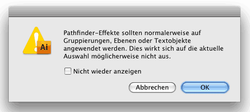 Pathfinder-Effekt Fehler-Warnung