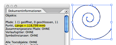 Pfadlnge in der Dokumentinformationen-Palette