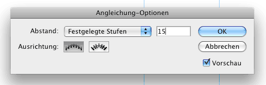 Angleichung Optionen Dialogbox