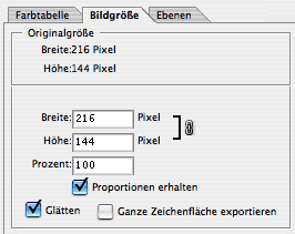 Bildgröße in Für Web speichern